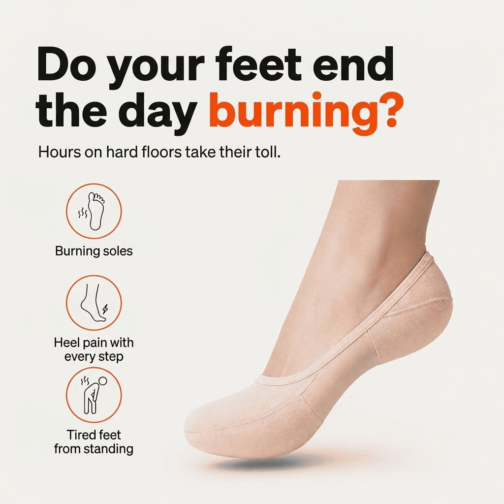Burning soles and heel pain after standing all day