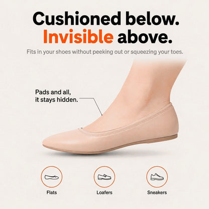 Invisible in flats, loafers and sneakers